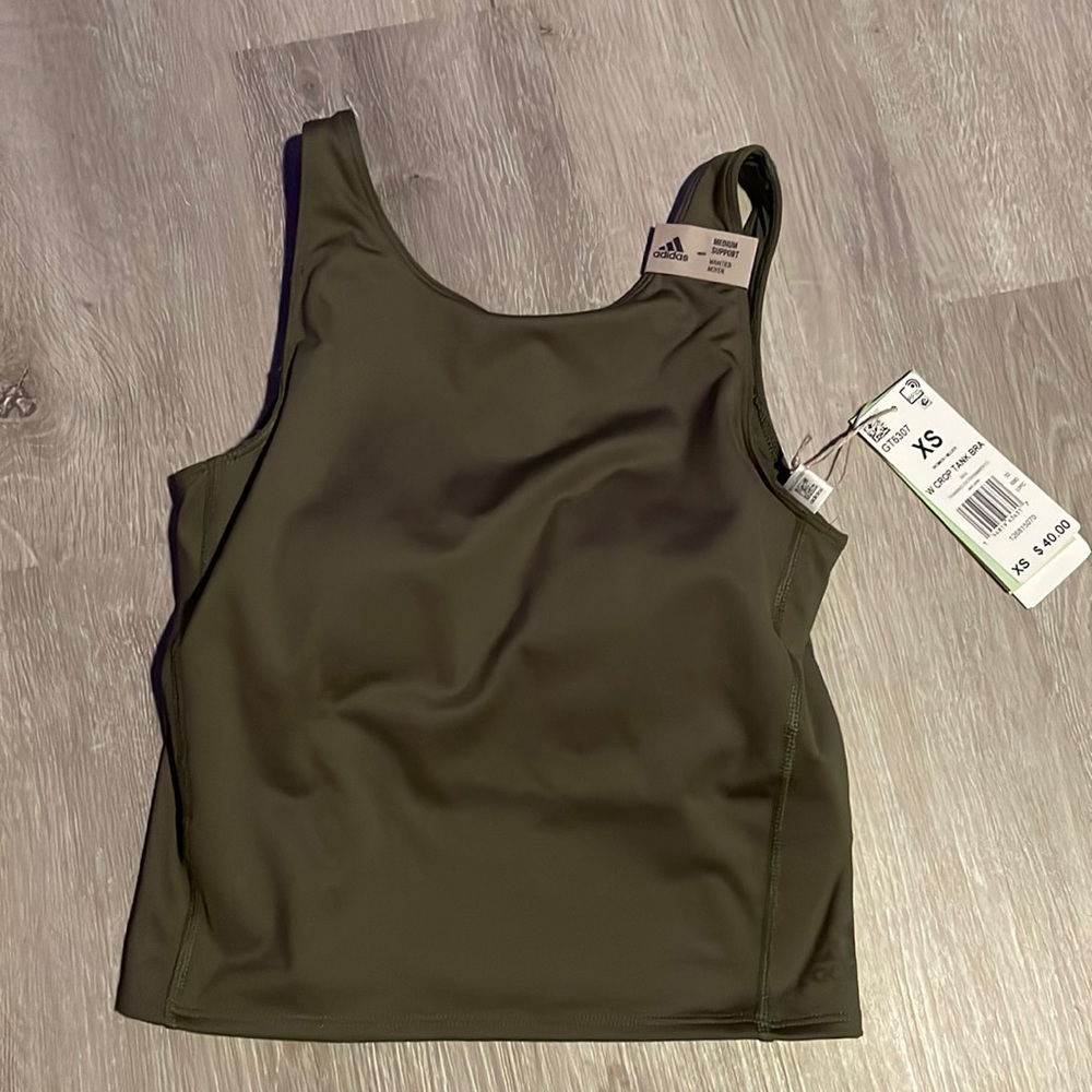 Adidas Crop Tank Bra XS in color Olive Green